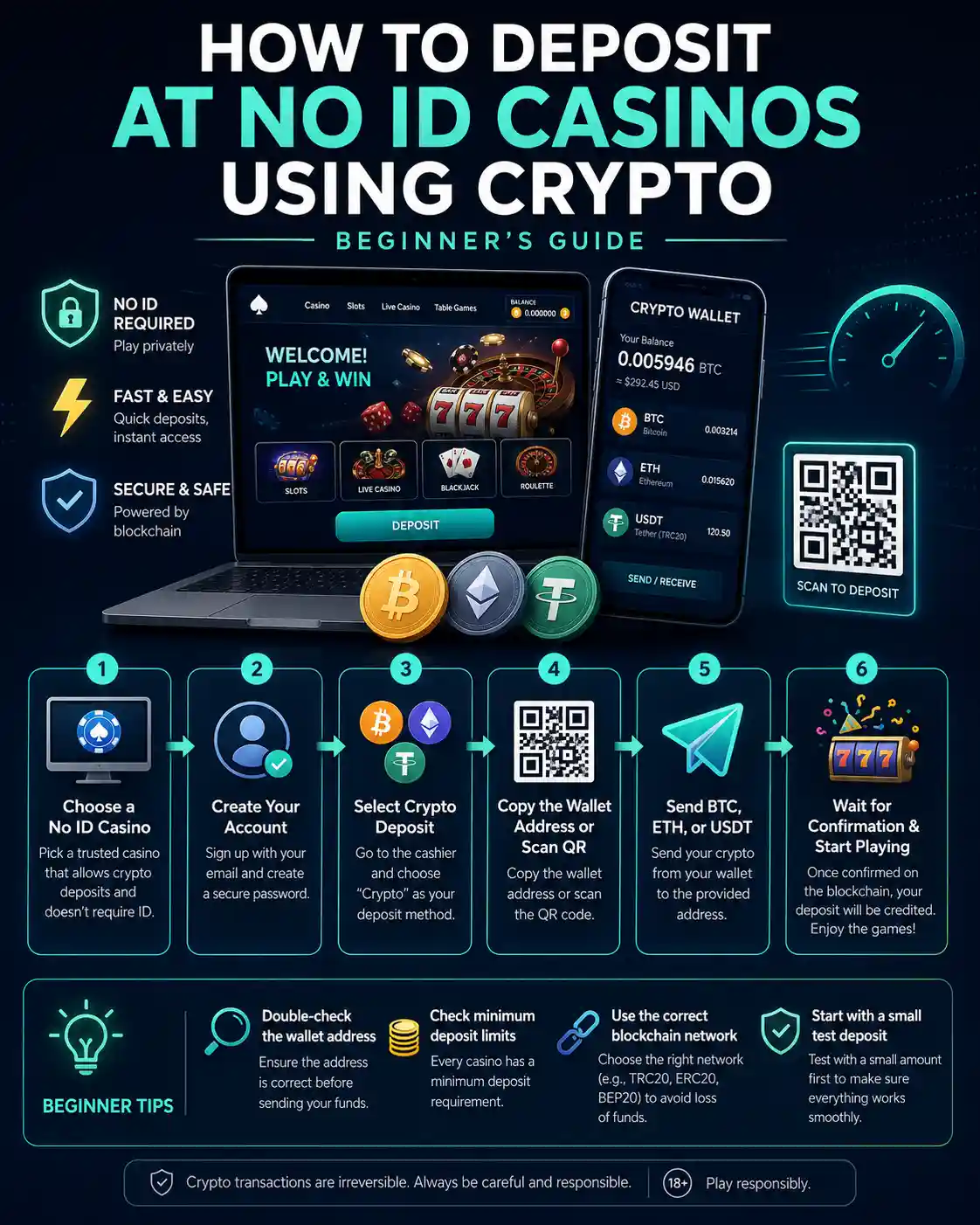 How to Deposit at No ID Casinos Using Crypto