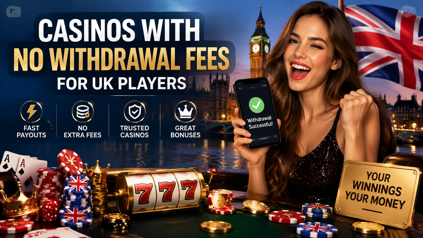 Casinos with No Withdrawal Fees for UK Players